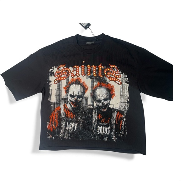 Sz Various blackGraphic T-Shirt with Clown Print with rhyme-stone